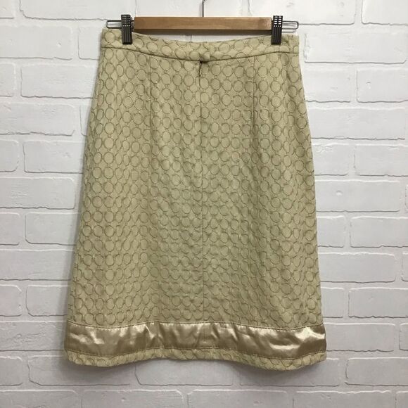 SANDRA Angelozzi designer 50% wool skirt tweed embroidered butter yellow size 32 - Picture 14 of 14